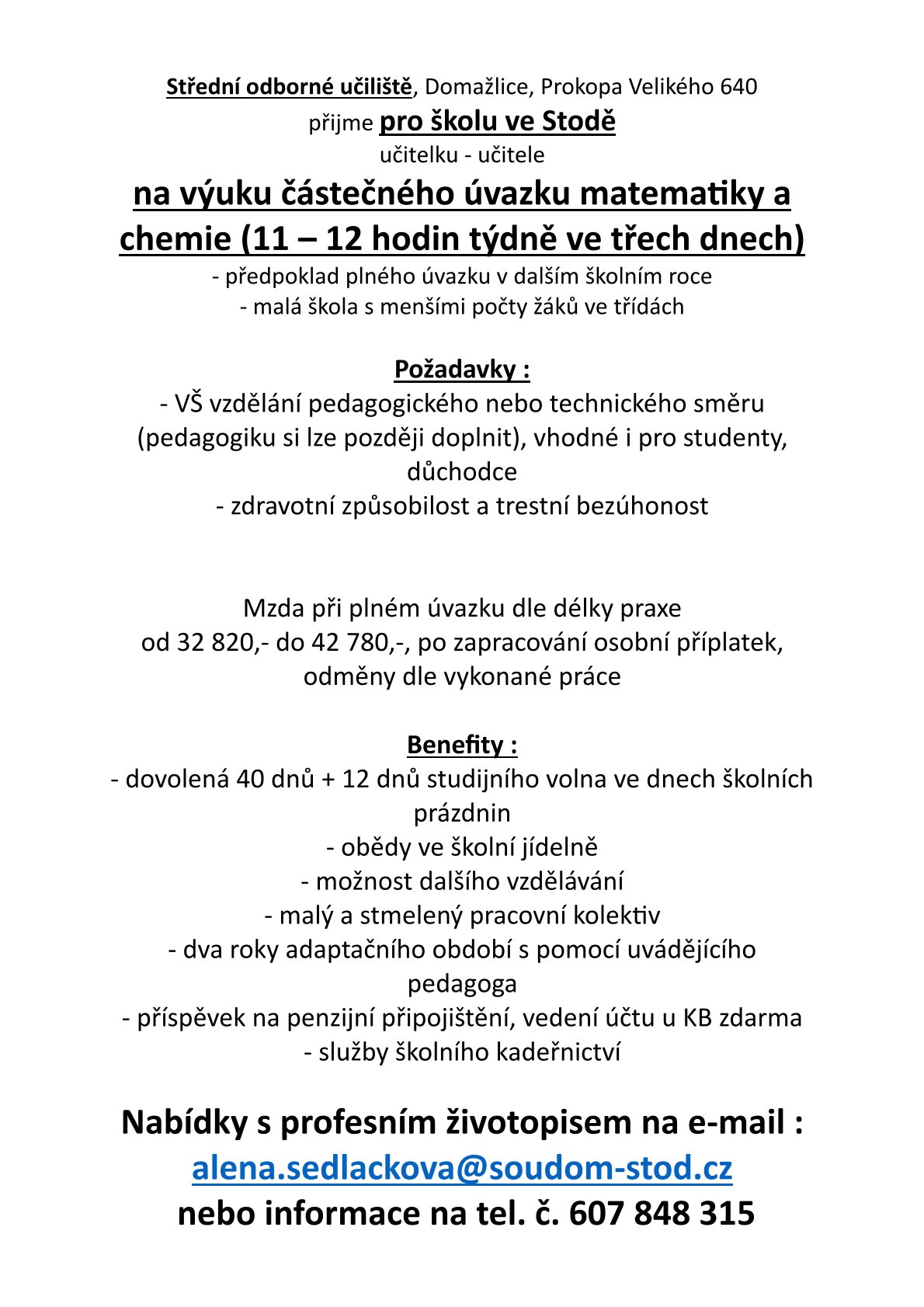 Inzert - MAT,CHE